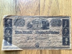 $1000 Banknote The Bank of the United States 1840 Old Charter Whiskey – Promo