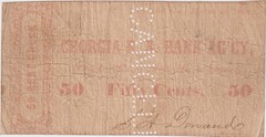 50¢ ATLANTA The Georgia R. R. Bank Agency GA Railroad Note 1862 Half Dollar Bill