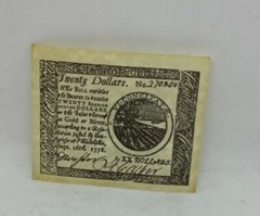 1778 Reproduction Bill Twenty Dollars Connecticut Uncirculated