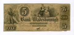 1853 $5 The Bank of Wadesborough, NORTH CAROLINA Note
