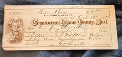 Treasure Office Adams County Check With Green Backs Rare 1878 Interesting.lot1.