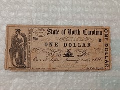USA $1 ~ One Dollar Note~ State Of North Carolina ~ Raleigh Oct. 19th 1861