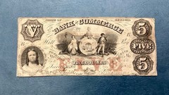 ~ 1856 $5 Five Dollars – The Bank of Commerce – Savannah, Georgia