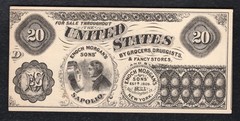 1870’s $20 ENOCH MORGAN’S SONS’ NEW YORK, NY OBSOLETE ADVERTISING NOTE UNC