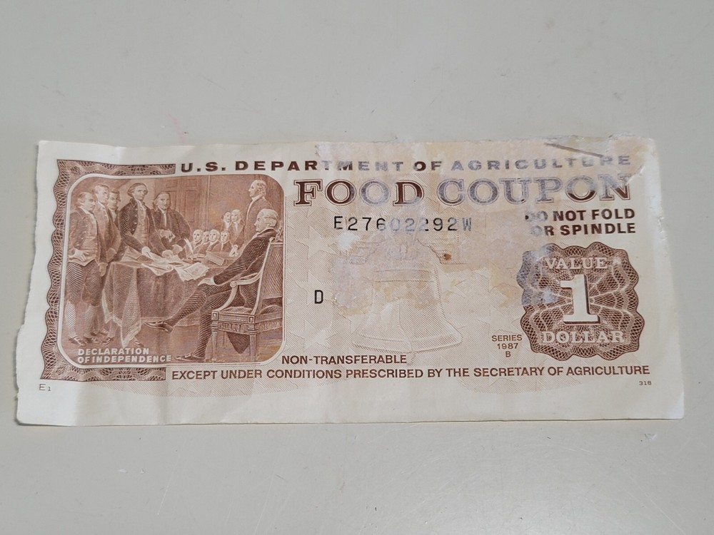 (1) US Dept of Agriculture Food Coupons Stamps $1 Series 1987