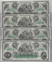 Matching 2-digit SN Consecutive Sets 1872 $50 & $20 Obsolete Columbia SC Gem UNC