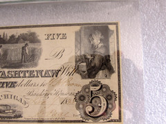 1835 Five $5 Dollars Banknote Bank of Washtenaw of Michigan ABOUT NEW 55