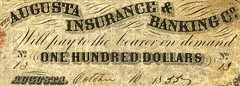 GA $100 The AUGUSTA Insurance & Banking Co Georgia Oct 10, 1855 Haxby GA-35 G54a