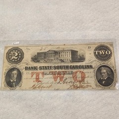1862 $2 The Bank of the State of South Carolina Charleston, SC – VF Cancelled