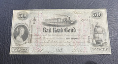 $50 1850 Columbus Ohio OH Obsolete Currency Rail Road Bond Bank Note -=RARE=-