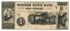 185X Mousam River Bank Sanford ME $1 Obsolete Note T-39 CSA Train Vignette 67249