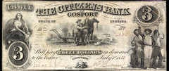 IN $3 GOSPORT Indiana The Citizens Bank July 1st, 1857 Haxby IN-200 G6a