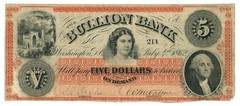 1862 Bullion Bank Washington DC $5 Obsolete Note DC170-G8c Green Back (67090)