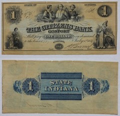 1857 Citizens Bank of Gosport Indiana $1 Unissued Remainder Note IN-1810-05 50UD