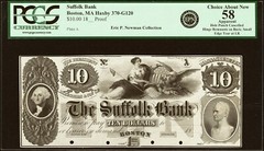 Boston, MA- Suffolk Bank $10 18__ Proof PCGS Choice About New 58 Apparent, 4 POC