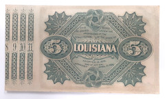 1886 State of Louisiana $5 Baby Bond w/Coupons Crisp AU