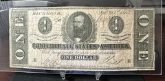 1864 $1 Dollar Confederate States of America Note CSA Nice Shape & Centering!