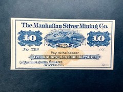 ~ 1870’s Ten Dollars $10 Manhattan Silver Mining Co. Austin, Nevada