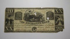 $20 1861 Augusta Georgia GA Obsolete Currency Bank Note Bill Large Gutter Error