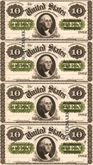 July 1861 $10 Interest Bearing Note Currency Obsolete Sheet REPRO