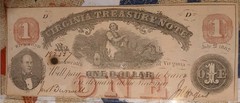 1862 VIRGINIA TREASURY NOTE, Richmond CSA $1 Obsolete Crispy • EXTREMELY FINE