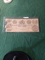 1837 50 CENTS MECHANICS’ HALL ASSOCIATION OF NEWARK, NJ OBSOLETE SCRIP NOTE