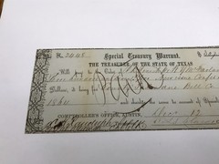A&O-1864 Austin, Texas TW72 Special Treasury Warrant-ERROR Chardge Not Charged