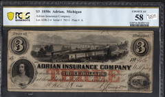 $3- 1850s Adrian Insurance Company- Choice AU 58