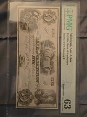 Bank Of Washtenaw Michigan Ann Arbor $5 1830s Remainder Choice Uncirculated 63