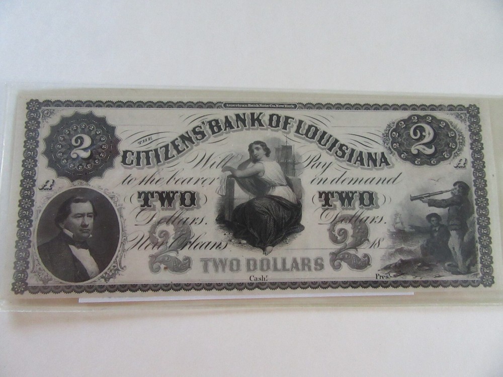 Citizens Bank Of Louisiana Two Dollars Obsolete Currency Banknote-Uncirculated