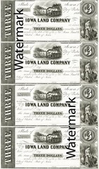 $3 Iowa Land Company Clinton IA Obsolete Currency Sheet – REPRODUCTION
