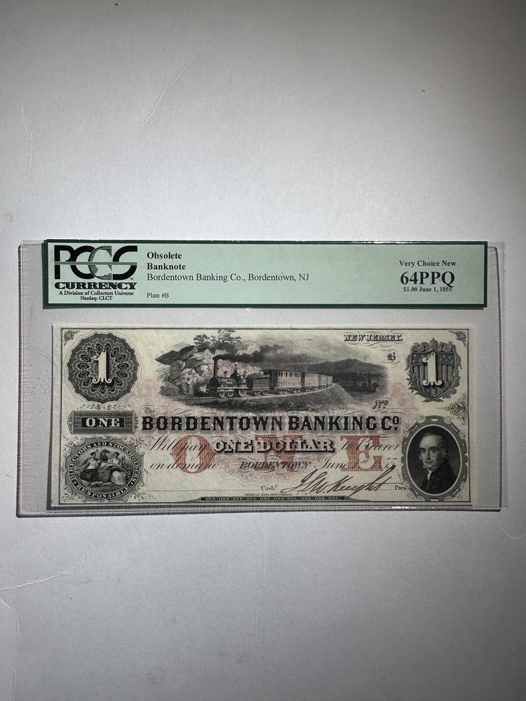 Bordertown Banking Co. Bordentown NJ $1 June 1, 1855 Very Choice New 64 PPQ