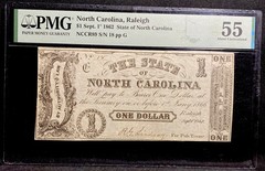 1862 NORTH CAROLINA Raleigh $1 Civil War NC State Obsolete Banknote Currency PMG