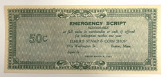 1933 25 CENTS EMERGENCY SCRIPT DEPRESSION Error Note With printing on Other Side