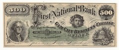 1873 $500 Bill Obsolete Currency Gem City Business College Quincy, IL DUCEE