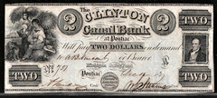 Dec 13, 1837 Pontiac Michigan The Clinton Canal Bank $2 Note Obsolete Banknote