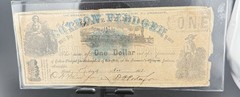 1862 $1 THE STATE OF MISSISSIPPI “COTTON PLEDGED” JACKSON, MS OBSOLETE NOTE
