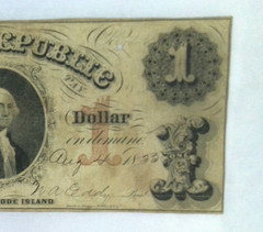 1853 Bank of the Republic Providence Rhode Island $1 Obsolete Note VF