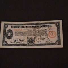 City of Hamtramck Michigan $10 Cancelled Currency Note X003257