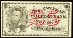NY 25¢ POUGHKEEPSIE New York The Eastman Business College Bank Circa 1865–1870