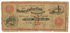 1877 Business College Bank of Colorado Denver CO $1 College Currency RARE 67042
