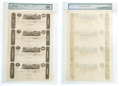 1810’s Cincinnati $1/$2/$3/$5 Post Note 4 Note Uncut Sheet PMG 66 Gem Unc EPQ