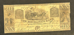 1848 Twenty Dollar $20 Mechanics Bank Augusta GA Currency Note Bill Obsolete