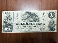 1852 $1 Dollar Columbia Bank, Washington DC Banknote BH-166