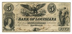 1862 Bank of Louisiana New Orleans LA $5 Obsolete Note No.1308 (65764)