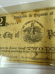 BANK NOTE OBSOLETE CURRENCY City of Portsmouth Two Dollars 1861 WN-129
