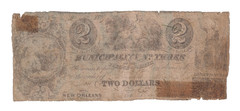 MUNICIPALITY 111 NEW ORLEANS $2 Dollar SUPER SCARCE Louisiana Obsolete LA Note