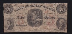 US $5 Rhode Island Central Bank Obsolete Currency F-VF Durland #370