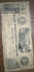 Pre-Civil War Bank of South Carolina $1 Note Series 65 5/3/1854 Priced To Sell