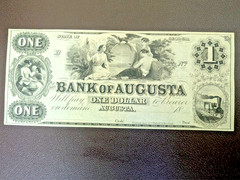 Bank of Augusta $1 Note. 1850’s-60’s. Unissued